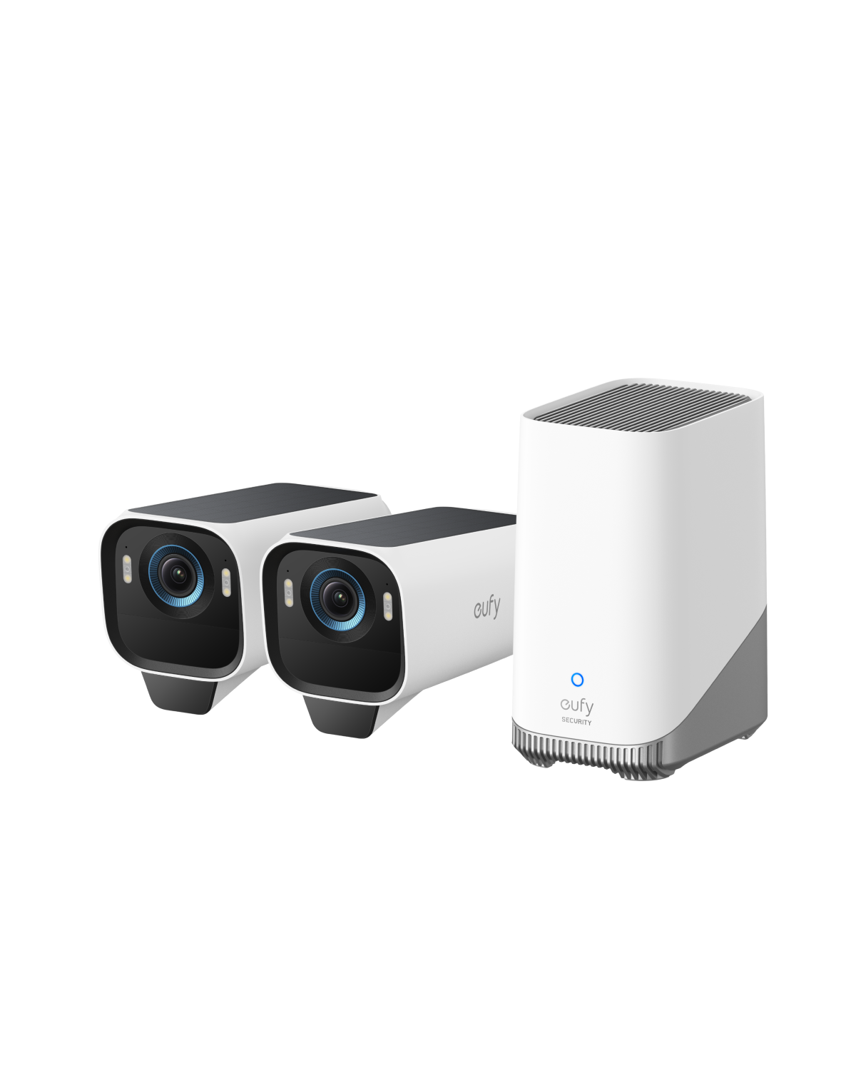 Sistem supraveghere video wireless eufyCam S3 Pro, 4K, BionicMind™, MaxColor Vision, Panou Solar integrat, Homebase 3 + 2 camere video eufyCam S3